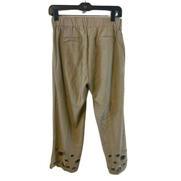 Soft Surroundings Farrah Tan Linen Grommet Cropped Pants PXS - Picture 2 of 6